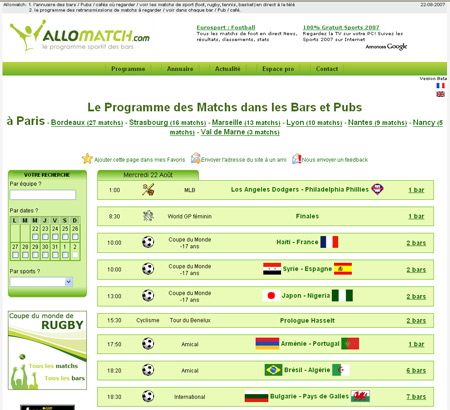 Allomatch.com : O� voir le match de ce soir ?