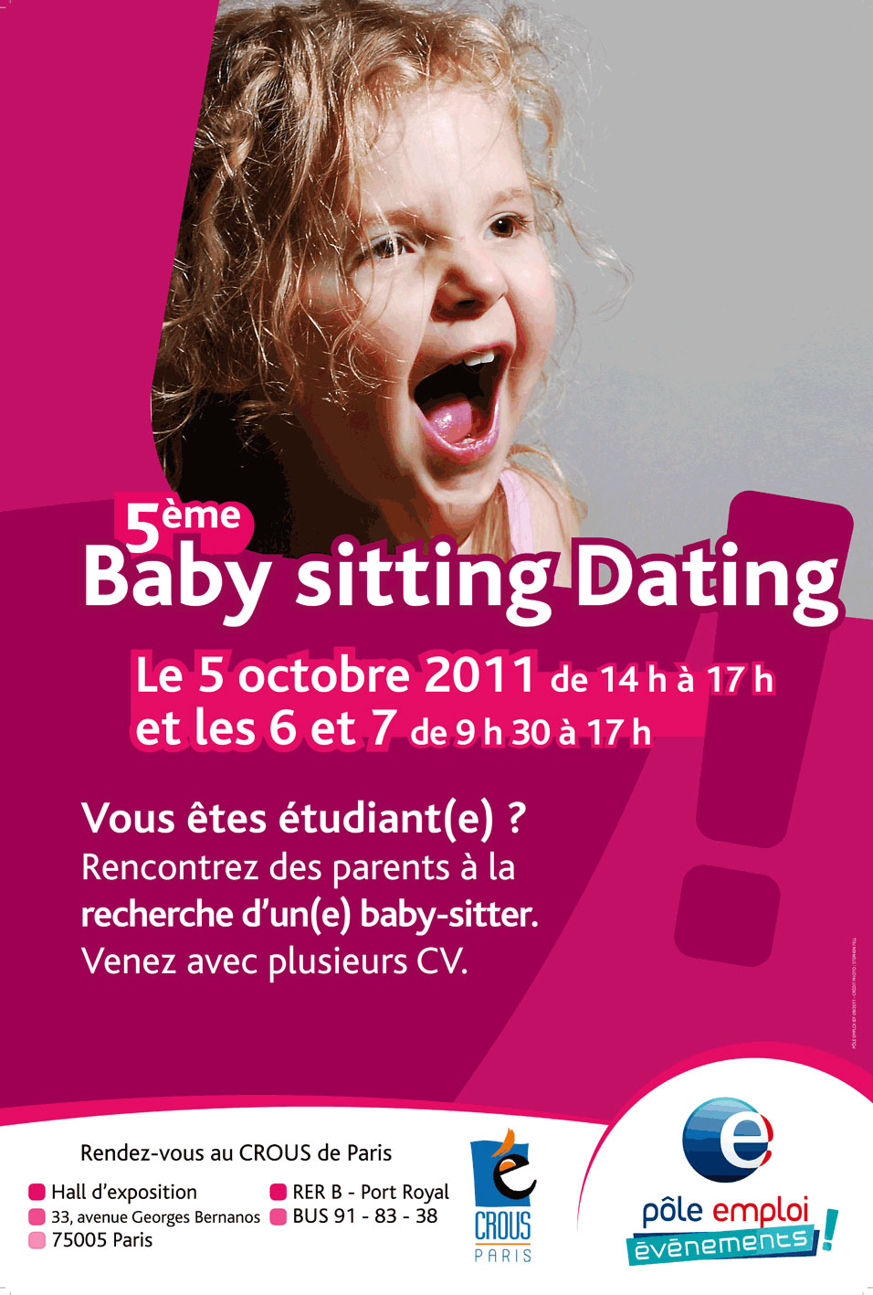 Job étudiant baby sitter: 5ème édition du Baby Sitting Dating du 5 au 7 octobre 2011