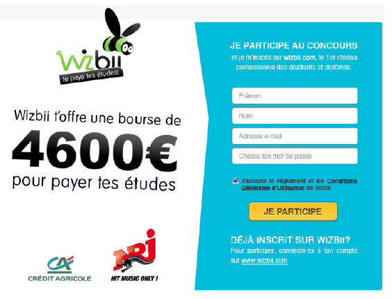 Wizbii offre une bourse  et te paye tes études