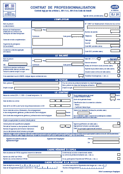 Télécharger le contrat de Professionnalisation