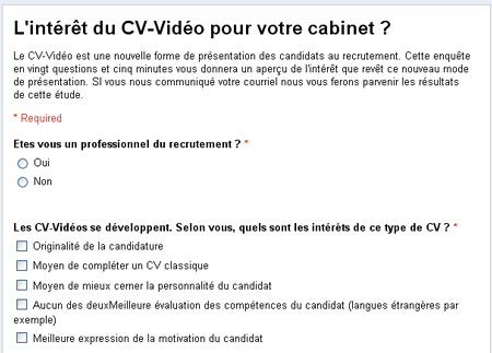 Enquête / Etude tendance recrutement : Que pensez vous des CV Vidéos