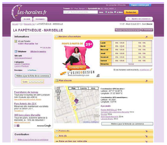 Les-horaires.fr : une base de données d'horaires d'ouverture de commerces et services de proximité autour de soi