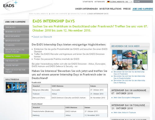 « Internship Days » : EADS reçoit ses futurs stagiaires
