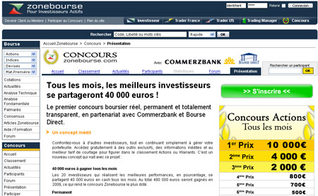 Concours de performance à la bourse organisé sur ZoneBourse.com