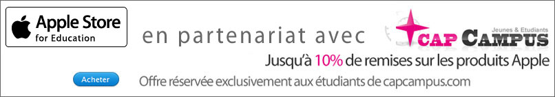 Accéder à la boutique Apple Education de capcampus.com pour les étudiants et profitez de remises sur les produits apple allant jusqu'à 10%